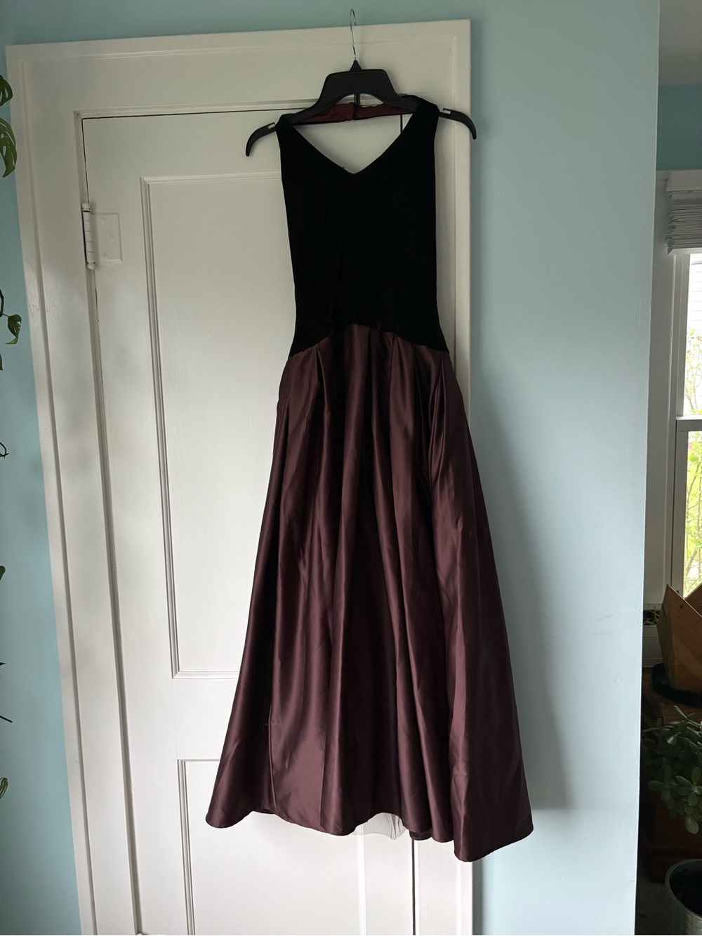 Jim Hjelm Occasion Halter Chocolate Brown Velvet Satin Ballgown Dark Whimsigoth